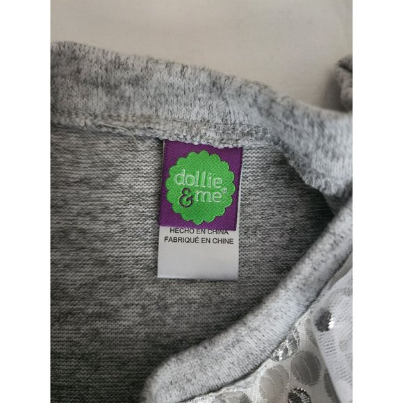 Dollie And Me Girls Gray White Metallic Polka Dot Long Sleeve Knit Dress Size 5 - Picture 10 of 16